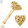 14-NR22BY - 14k Solid Gold Nose Bone with Rough Surface Heart Design image 0