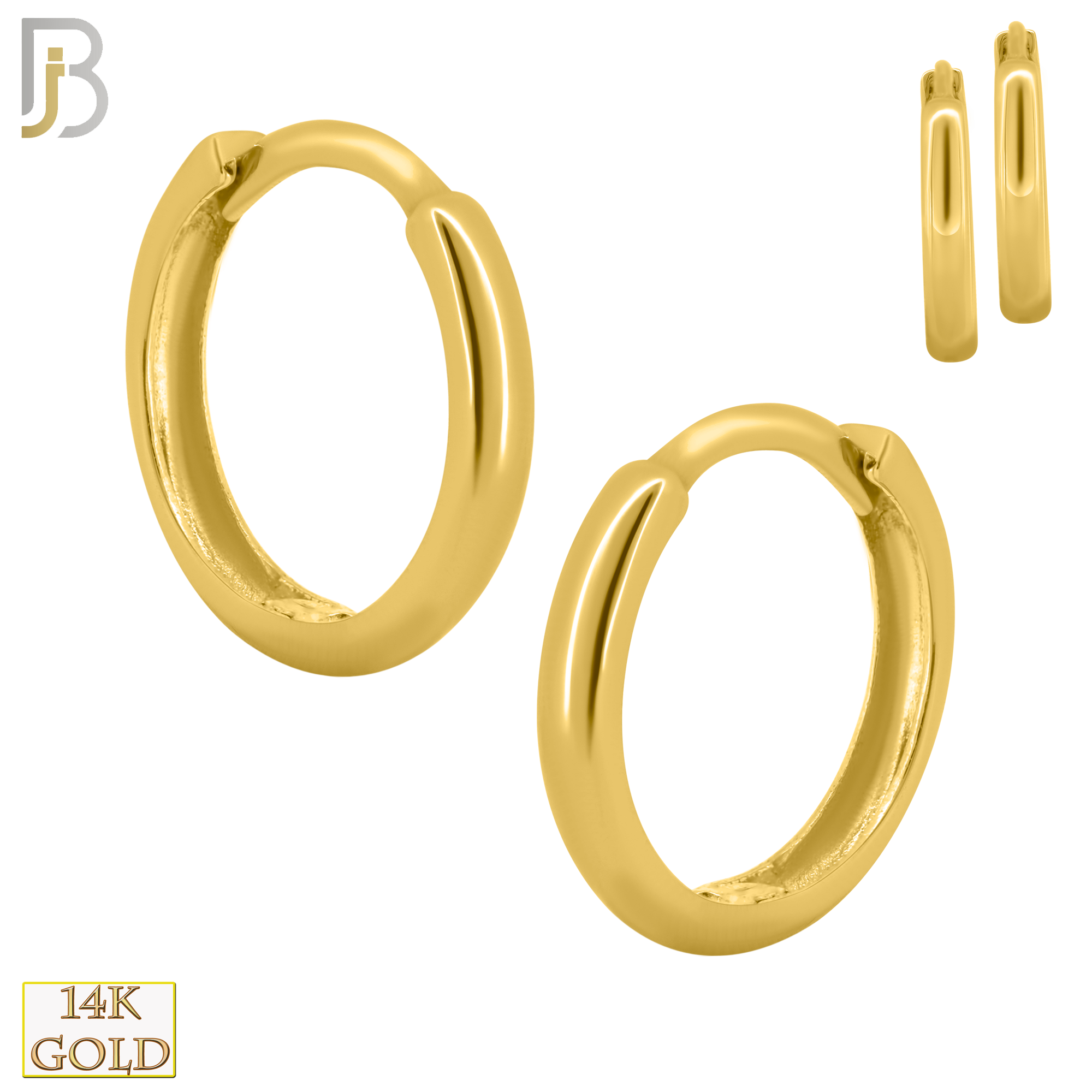 14-ES63Y - 14k Solid Gold Flat Thick Hoops Earrings image 1