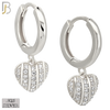 925-ES472 - 925 Sterling Silver Dangling CZ Studded Heart Hoop Earring image 0