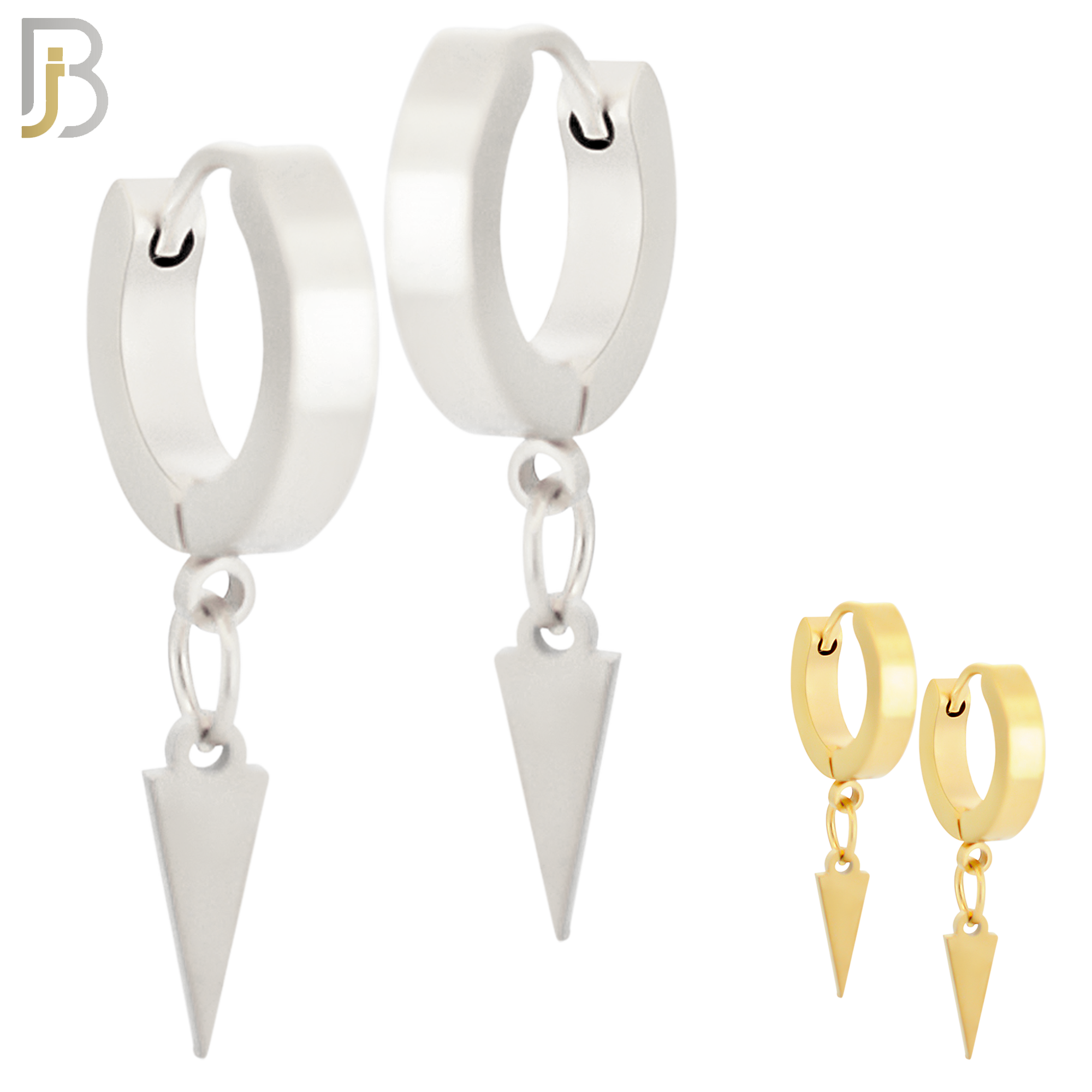 ES101 - 316L Stainless Steel Dangling  Triangle Huggies Clip On image 0