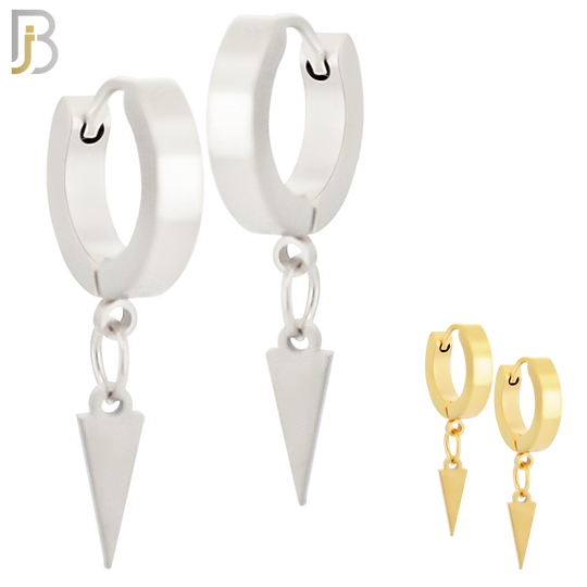 ES101 - 316L Stainless Steel Dangling  Triangle Huggies Clip On image 0