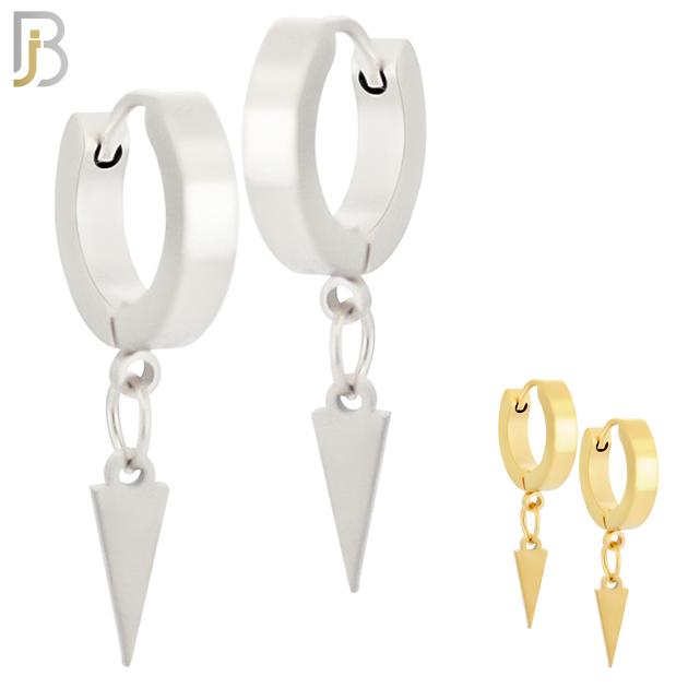 ES101 - 316L Stainless Steel Dangling  Triangle Huggies Clip On image 0