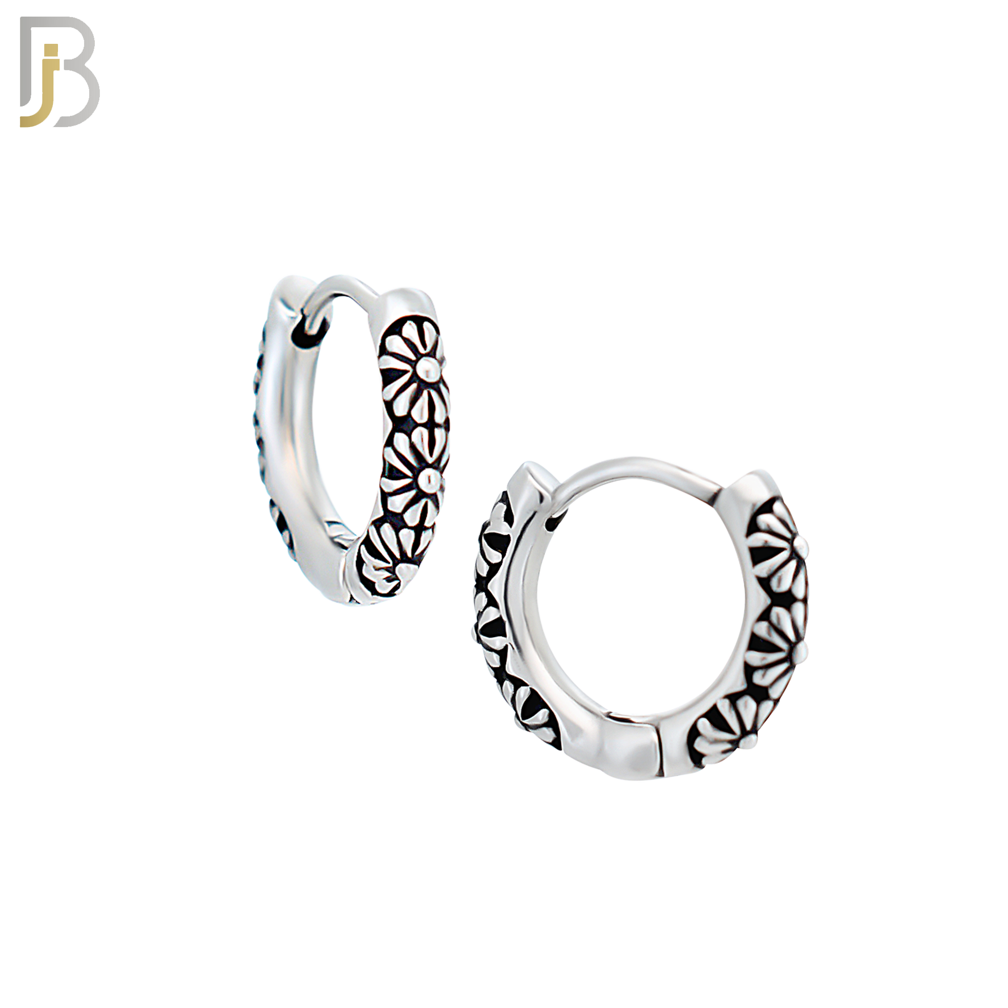 ES129 - Stainless Steel Vintage Tribal Daisy Flower Huggies Hoops Earrings image 2