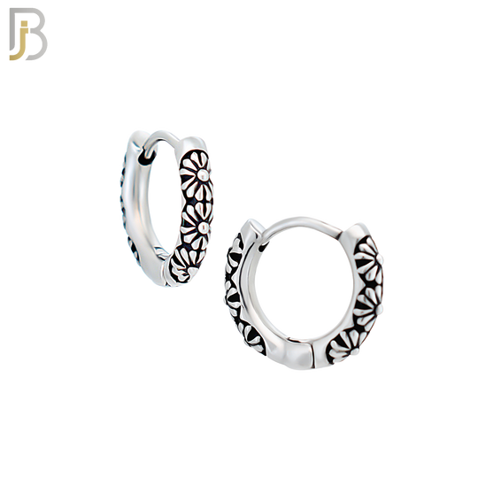 ES129 - Stainless Steel Vintage Tribal Daisy Flower Huggies Hoops Earrings image 2