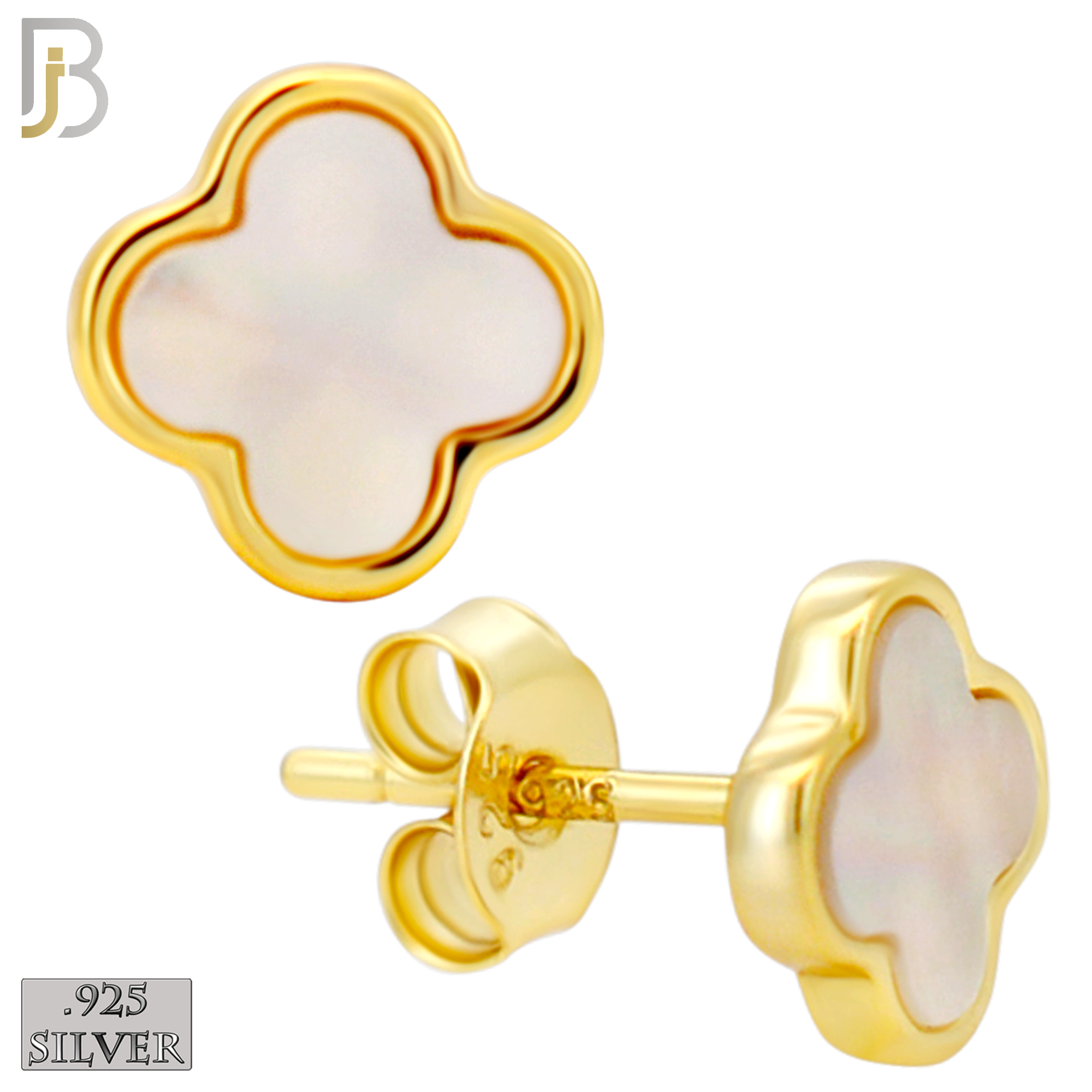 925-ES520 - 925 Sterling Silver Clover Stud Earrings – Enamel Finish image 2