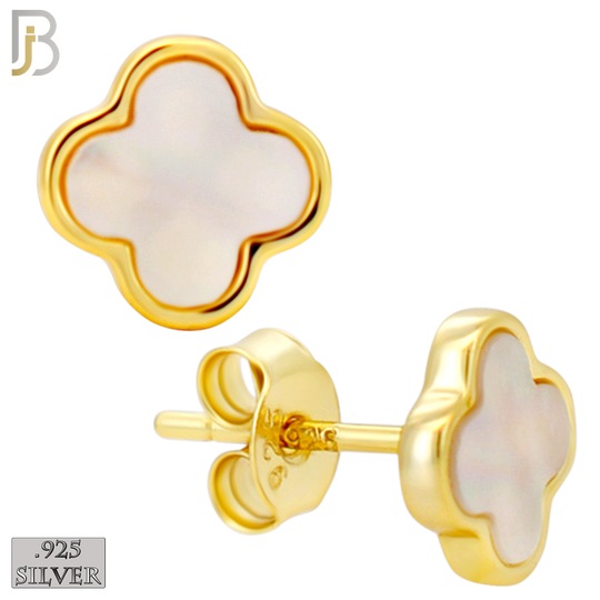 925-ES520 - 925 Sterling Silver Clover Stud Earrings – Enamel Finish image 2
