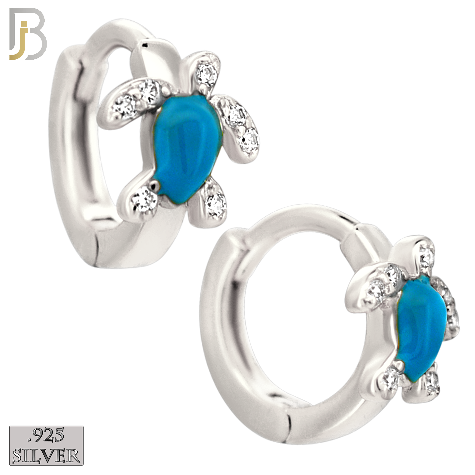 925-ES449 - 925 Sterling Silver Turtle Huggies Earring image 1