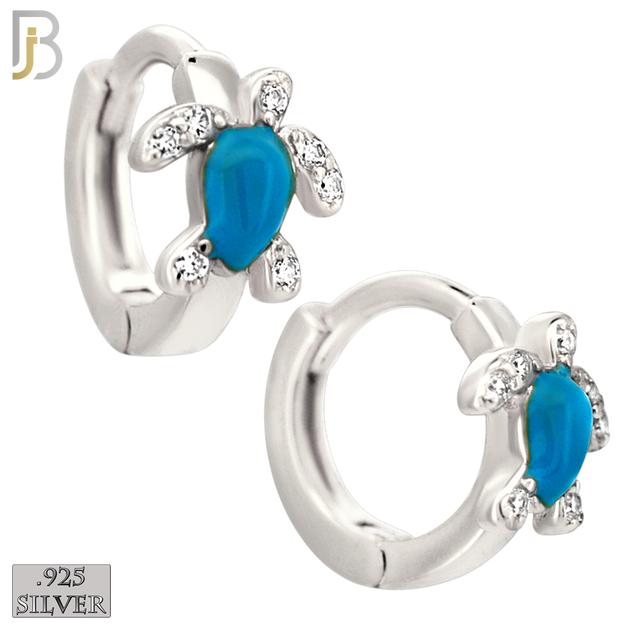 925-ES449 - 925 Sterling Silver Turtle Huggies Earring image 1