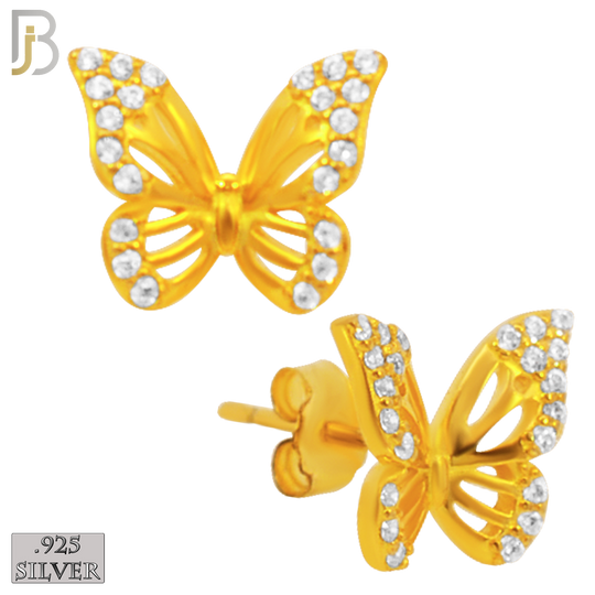 925-ES142 - .925 Sterling Silver Hollow Butterfly Design with Zircon Design Earring Stud image 2