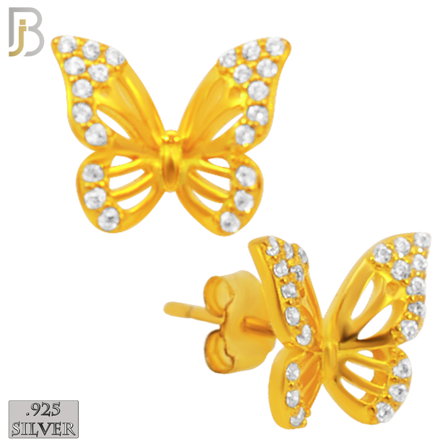 925-ES142 - .925 Sterling Silver Hollow Butterfly Design with Zircon Design Earring Stud image 2