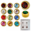 213 - 316L Surgical Steel Assorted Birthstone Caflon Earrings Bezel Round Piercing  Pack of 12 image 1