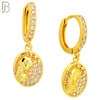 ES504 - 316L Stainless Steel Dangling Oval Praying Mary Huggies Earrings image 2