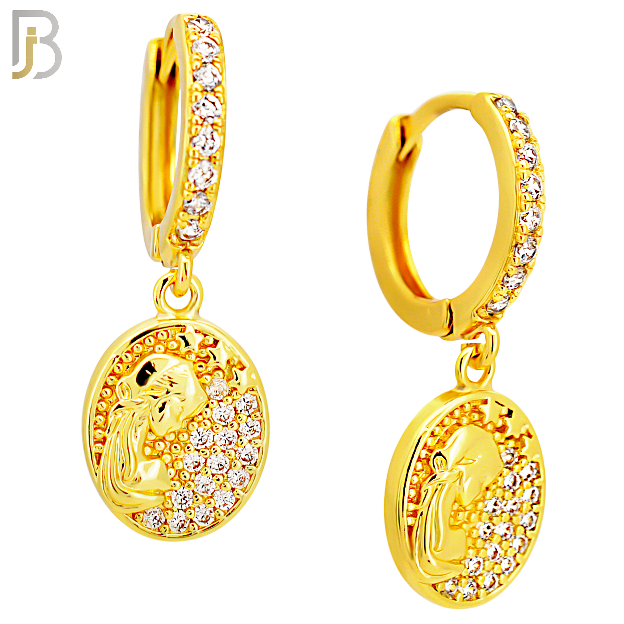 ES504 - 316L Stainless Steel Dangling Oval Praying Mary Huggies Earrings image 2