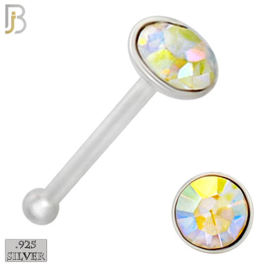 925-PK-NR04S-1A - 2.5mm Assorted CZ 22g Thickness 925 Sterling Silver Nose Bones Press Fit, Packages Pack of 120 image 3