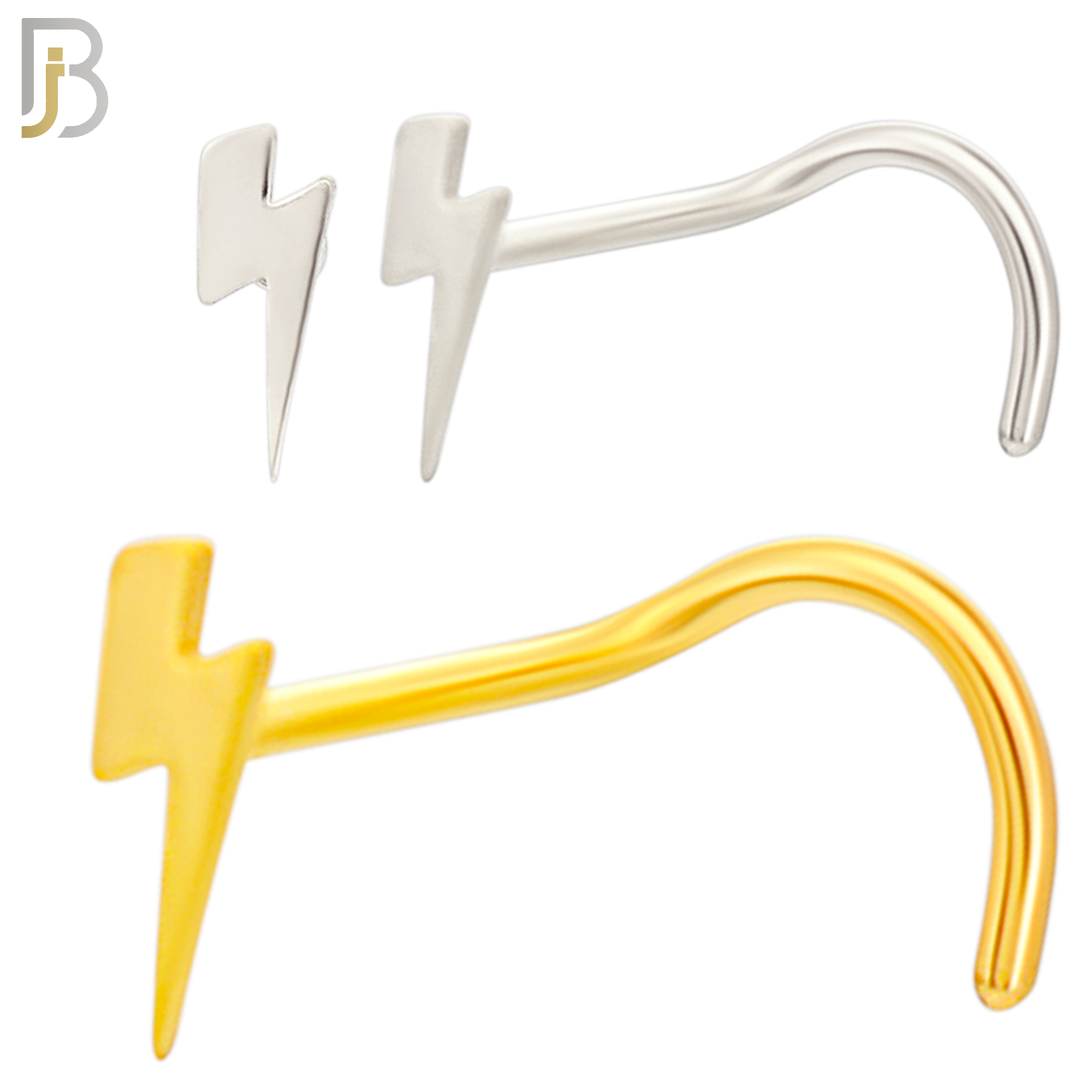 NR38C - 316L Surgical Steel Plain Lightning Bolt Design Nose Screw (PACK OF 6) image 0