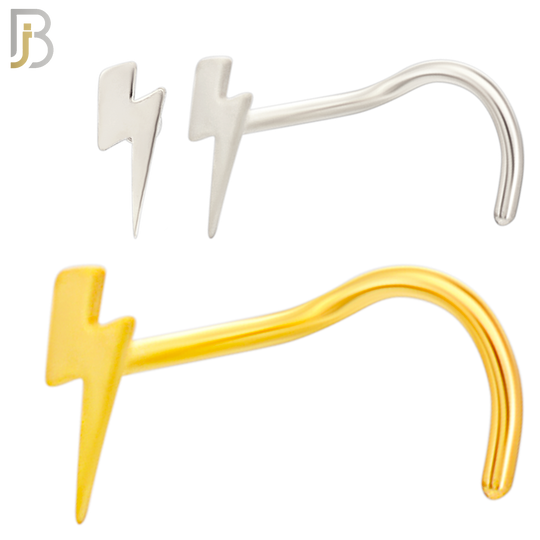 NR38C - 316L Surgical Steel Plain Lightning Bolt Design Nose Screw (PACK OF 6) image 0