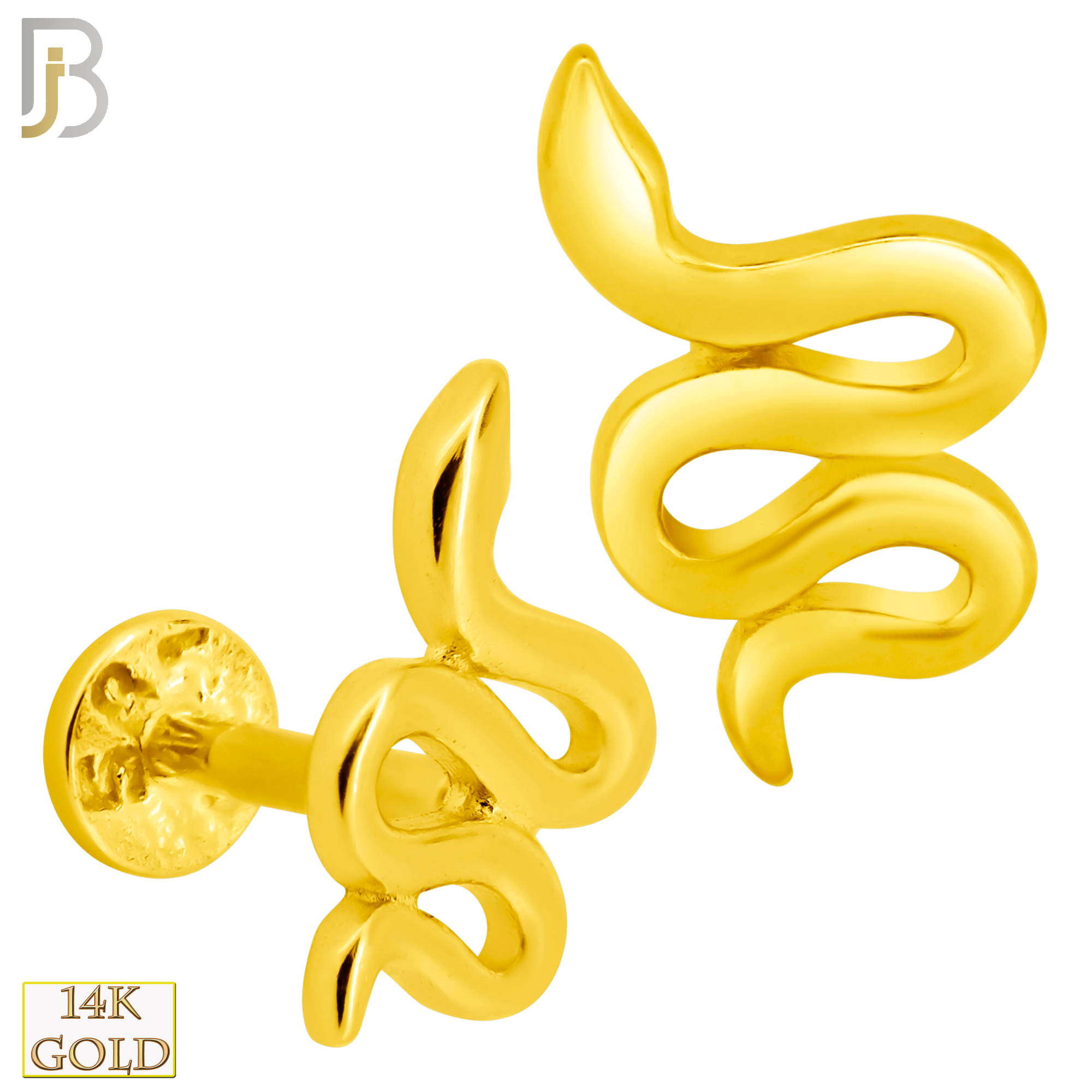 14-LB59 - 14k Yellow Gold 16g Plain Snake Labret image 0