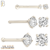 14-NR01L - 14k Solid Gold Prong Round Lab Diamond Jewelry Nose Bone image 1