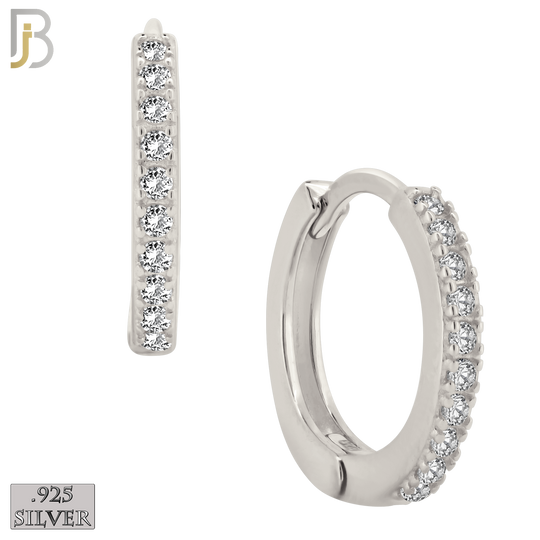 925-ES214 - .925 Sterling Silver Huggies Hoop Earrings with Zircon image 3