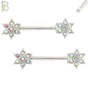 NP76 - 316L Surgical Steel Flower Design with Multi Zircon Nipple Rings Pair image 1