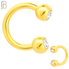 HS05G - 316L Surgical Steel Gold PlatedHorseshoe with Double Gem Screw Ball External Threaded (PACK OF 6) ( image 1