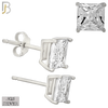 925-ES72-SC - .925 Sterling Silver Rhodium Plated Earring Stud Casting Square Princess Cut Prong Setting Clear Zircon image 5