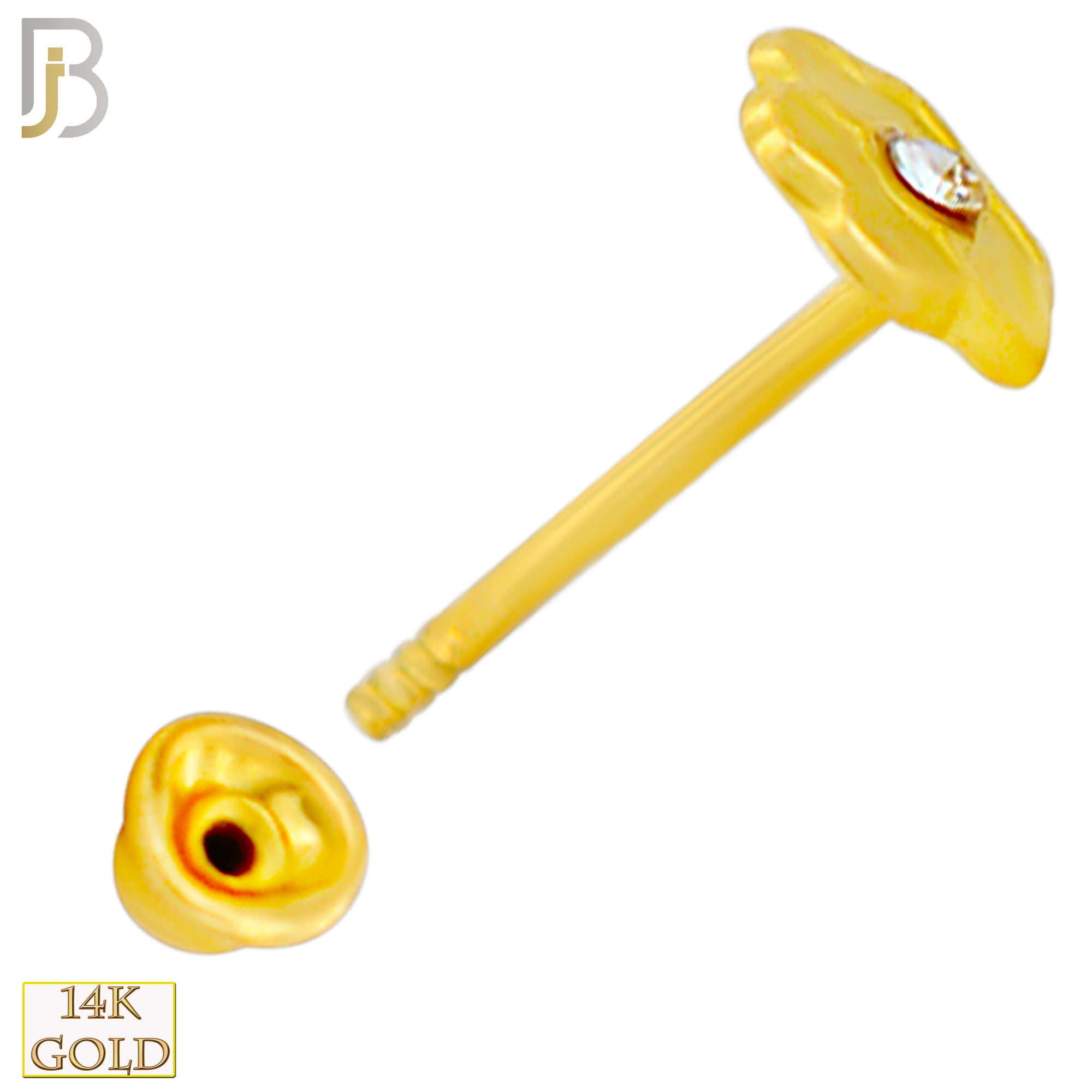 14-ES48 - 14k Yellow Gold Screw Back 4mm Flower Stud Earring with Center CZ stone image 1