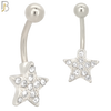 NB18 - 316L Stainless Steel Star Zircon  Banana Belly Navel Ring image 1