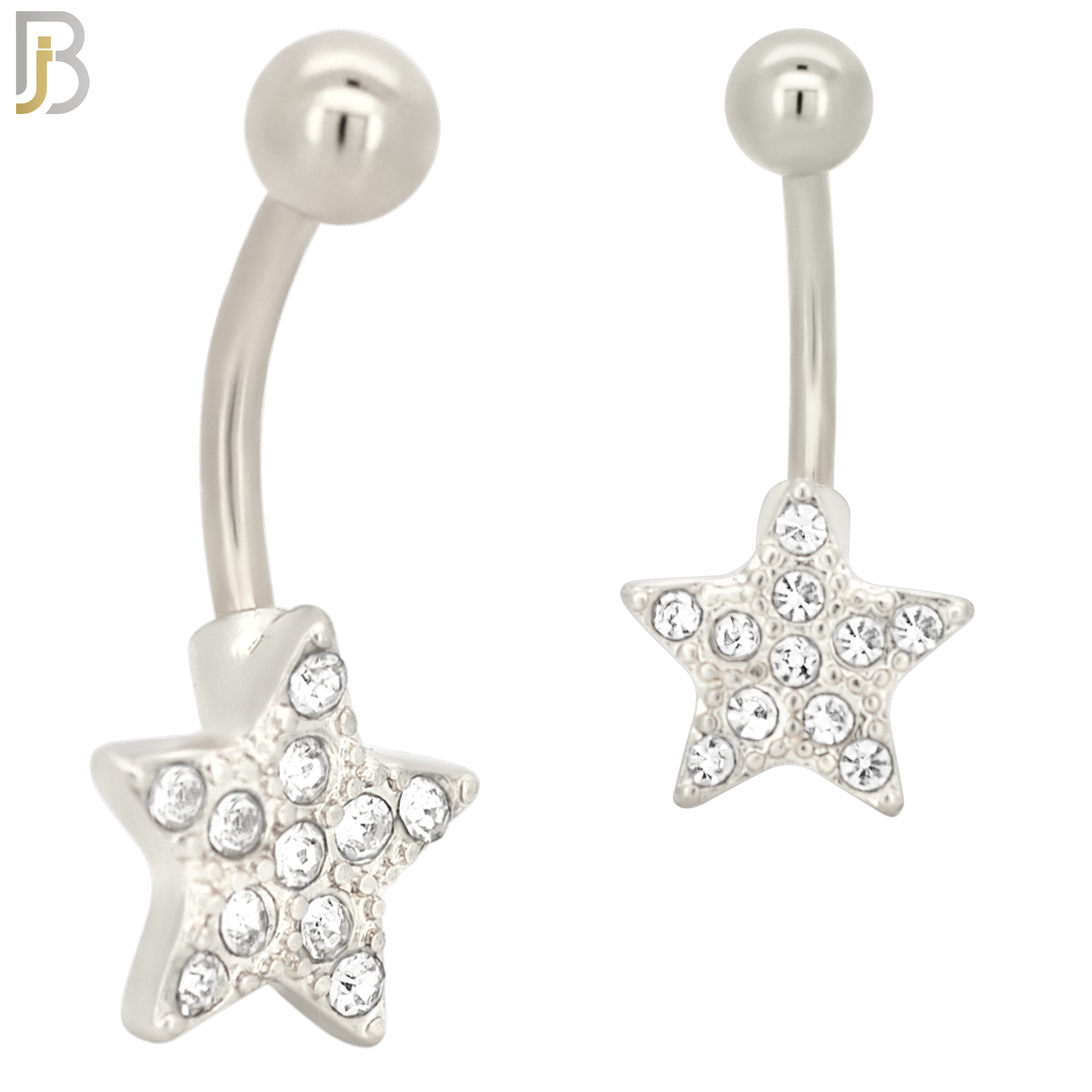 NB18 - 316L Stainless Steel Star Zircon  Banana Belly Navel Ring image 1