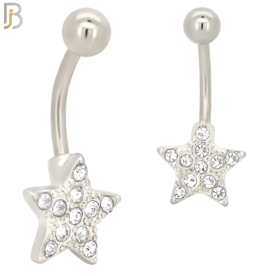 NB18 - 316L Stainless Steel Star Zircon  Banana Belly Navel Ring image 1