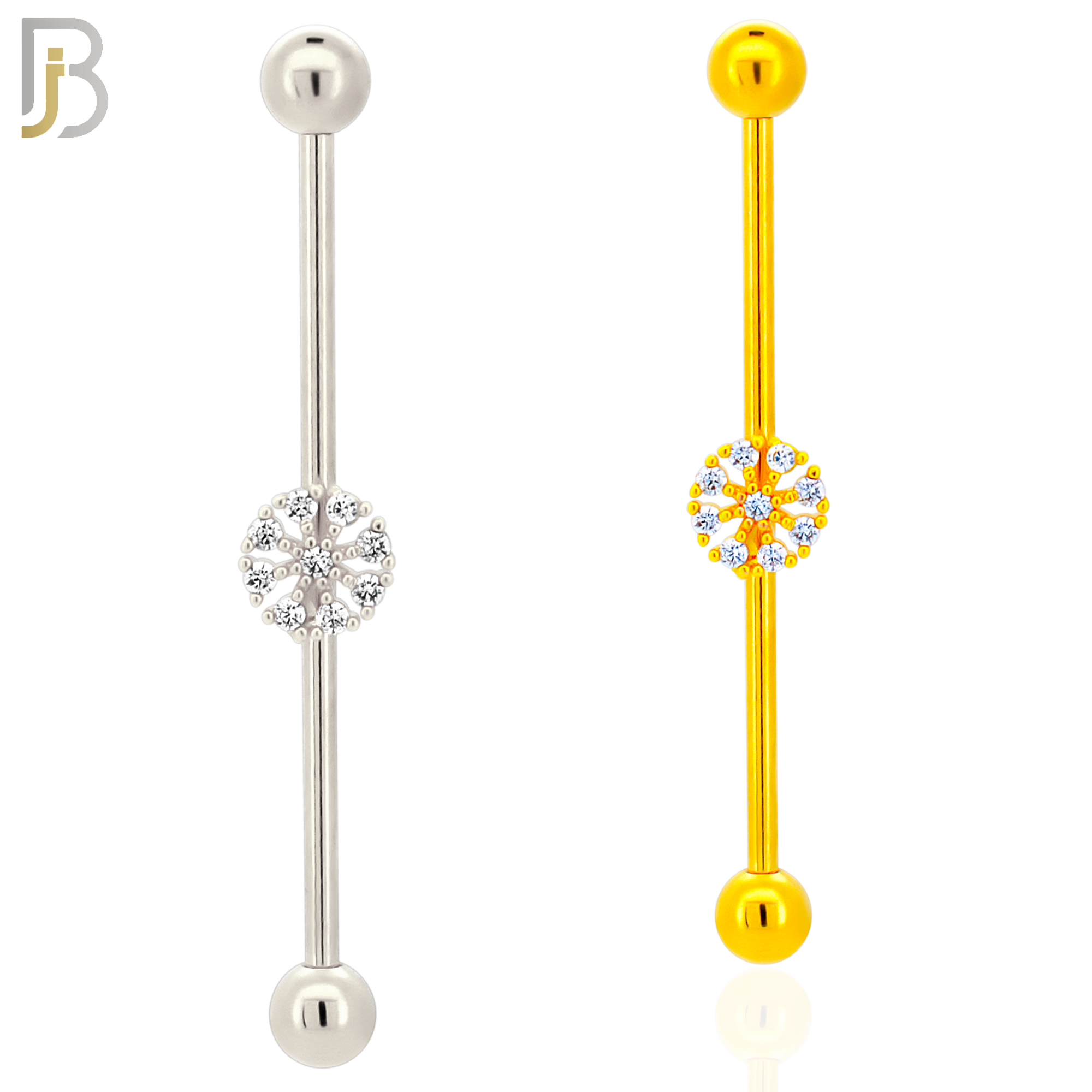 BB54 - 316L Surgical Steel Screw Bar with Rounded Flower Design Industrial Barbell (PACK OF 4) image 0