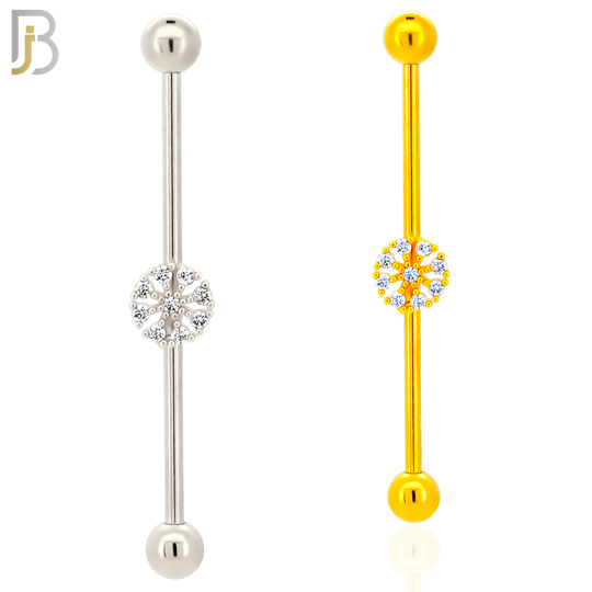 BB54 - 316L Surgical Steel Screw Bar with Rounded Flower Design Industrial Barbell (PACK OF 4) image 0