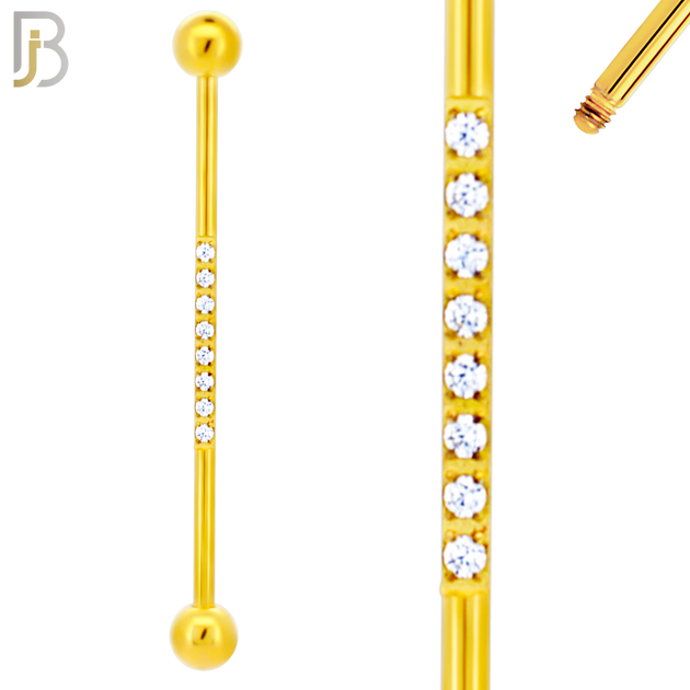 BB23 - 316L Surgical Steel Screw Bar Multi CZ Paved Design Barbell Industrial (PACK OF 4) image 3