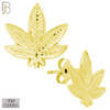 925-ES158 - .925 Sterling Silver Marijuana Leaf Design Earring Stud image 2