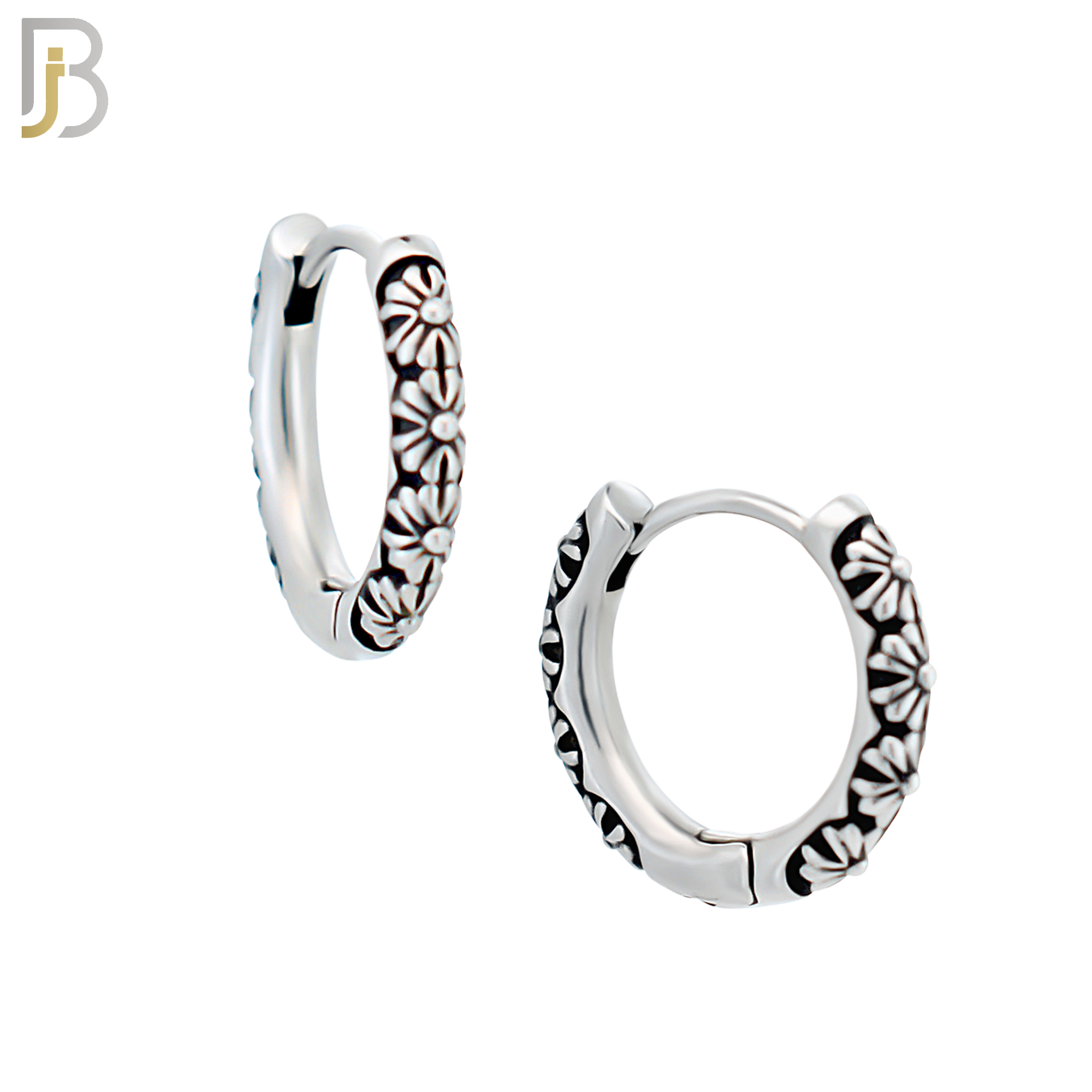 ES129 - Stainless Steel Vintage Tribal Daisy Flower Huggies Hoops Earrings image 3