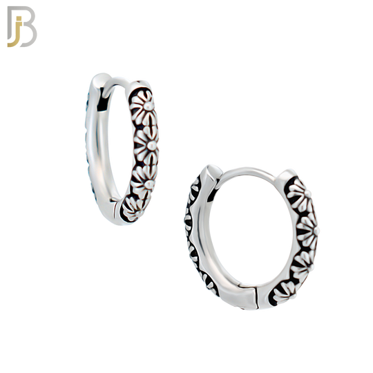 ES129 - Stainless Steel Vintage Tribal Daisy Flower Huggies Hoops Earrings image 3