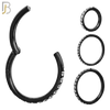 CT94K - 316 Stainless Steel Black Plated Hinged Hoop with Multi CZ Gems Nose Rings (PACK OF 6) image 0