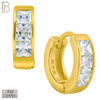 925-ES190 - .925 Sterling Silver Huggies Hoops Earrings with Princess Cut  Zircon image 2