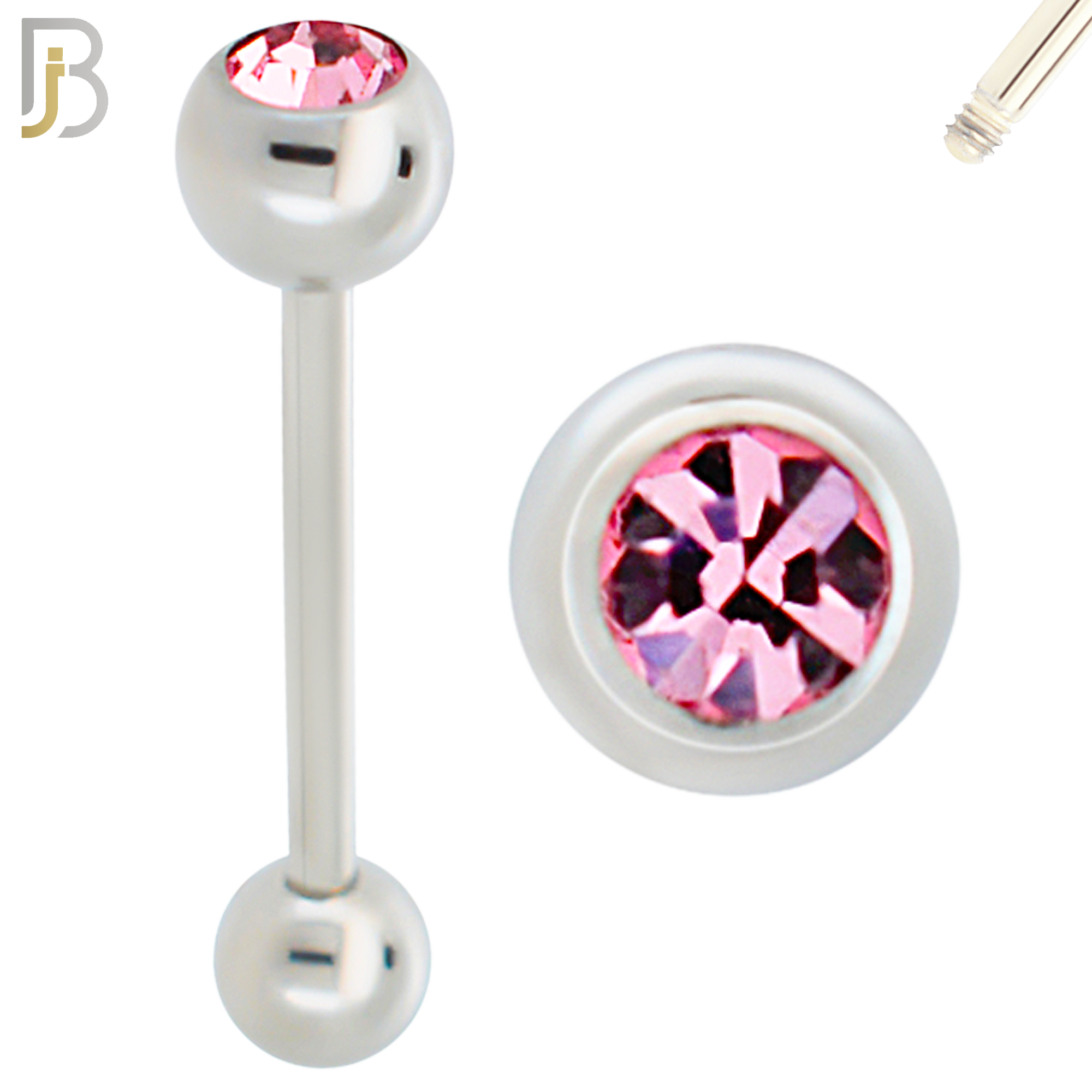BB66 - 316L Surgical Steel 6mm Ball with CZ and 5mm Ball Plain (Pack of 6) image 3