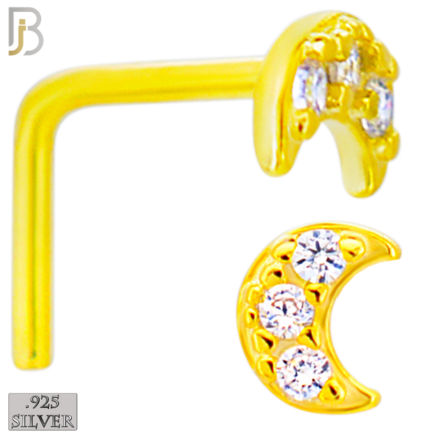 925-NR26LGSC- 925 Sterling Silver Crescent Moon with CZ L Shape Nose Ring (Pack of 6) image 2