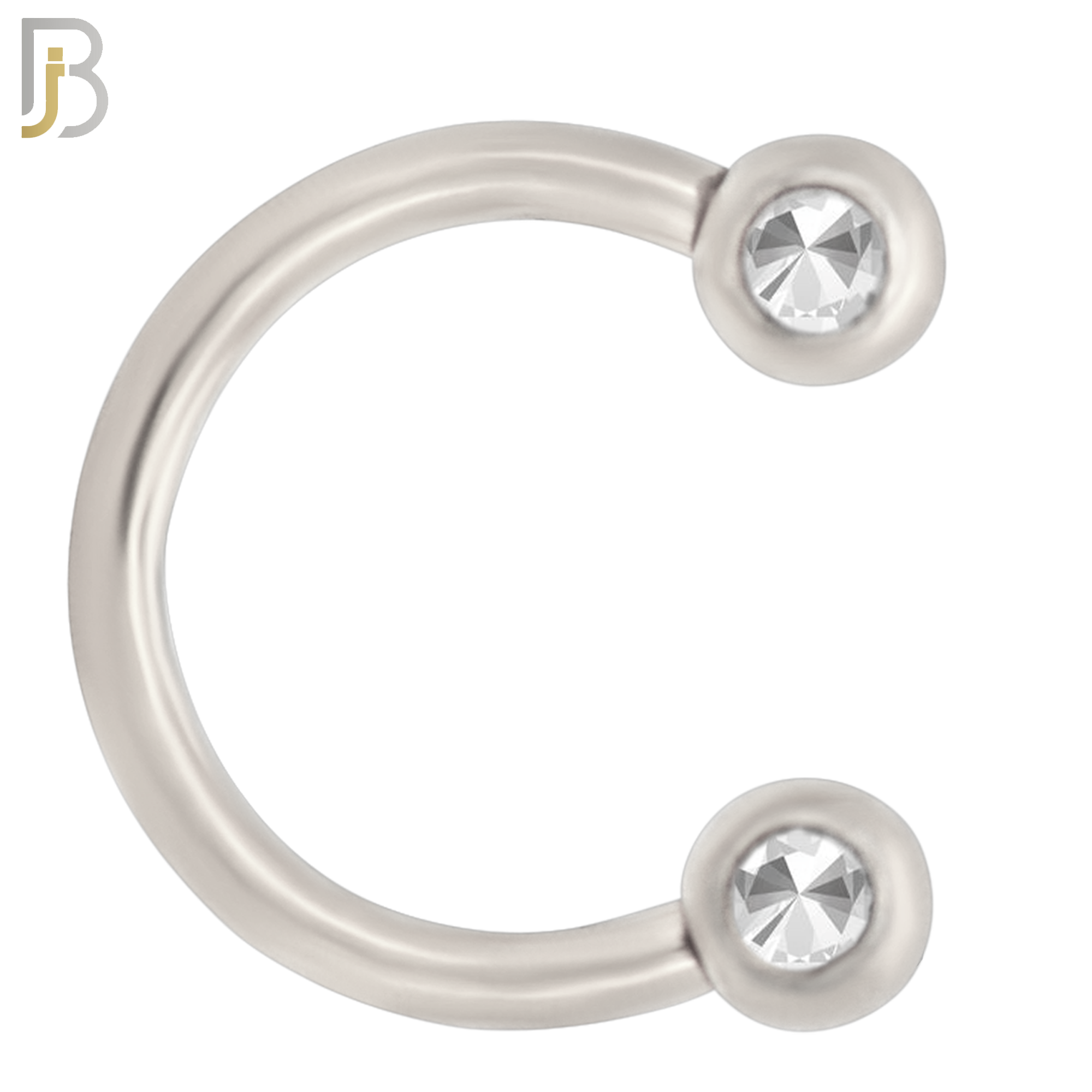 HS08 - 316L Surgical Steel 16g Horseshoe with Double Front Facing Gem Screw Ball External Threaded (Pack of 6) image 0