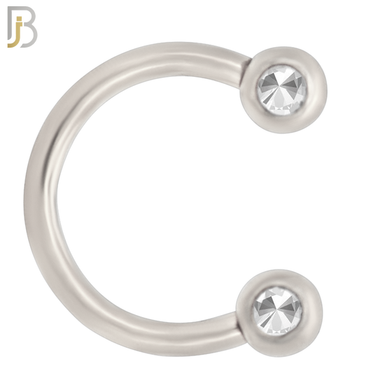 HS08 - 316L Surgical Steel 16g Horseshoe with Double Front Facing Gem Screw Ball External Threaded (Pack of 6) image 0