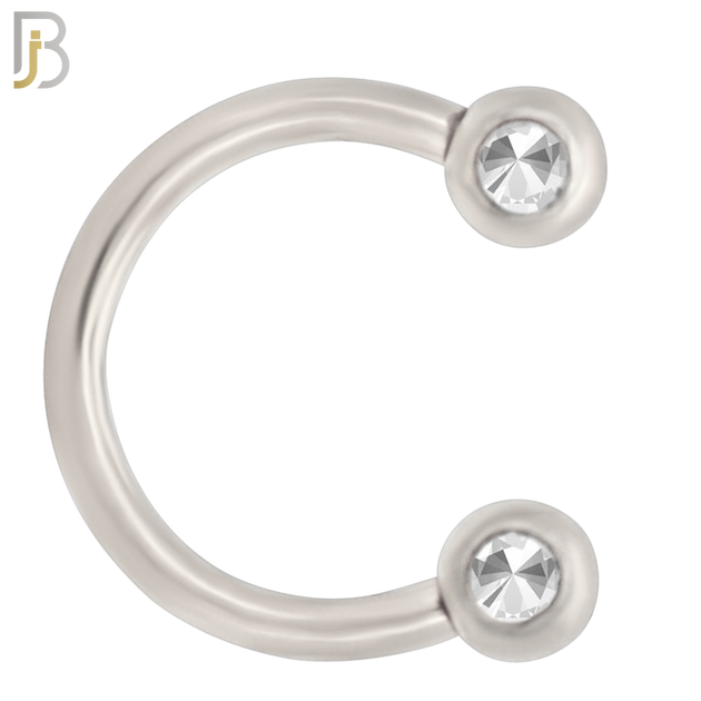 HS08 - 316L Surgical Steel 16g Horseshoe with Double Front Facing Gem Screw Ball External Threaded (Pack of 6) image 0