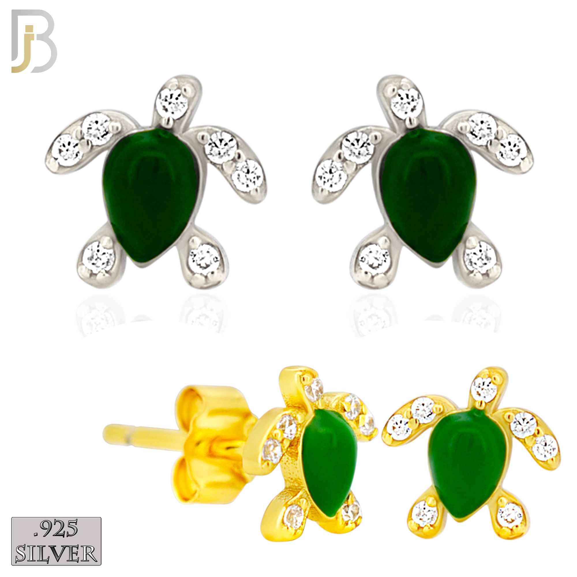 925-ES474 - 925 Sterling Silver Enamel Coated Turtle Push Back Stud Earring image 0