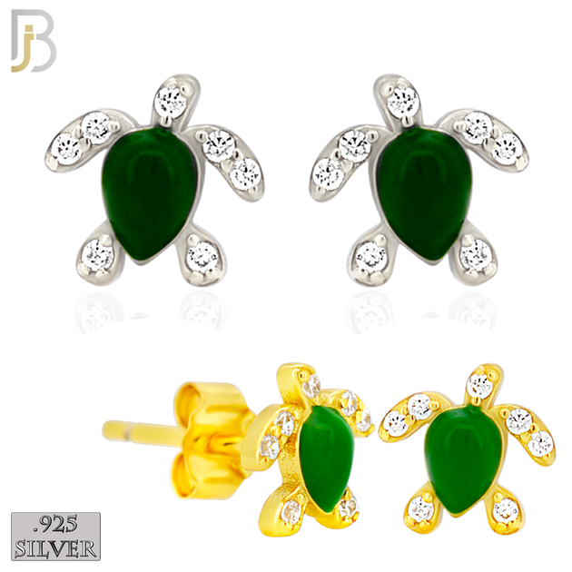 925-ES474 - 925 Sterling Silver Enamel Coated Turtle Push Back Stud Earring image 0