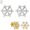 925-ES25 - .925 Sterling Silver Snowflakes Earrings Stud with Zircon image 0