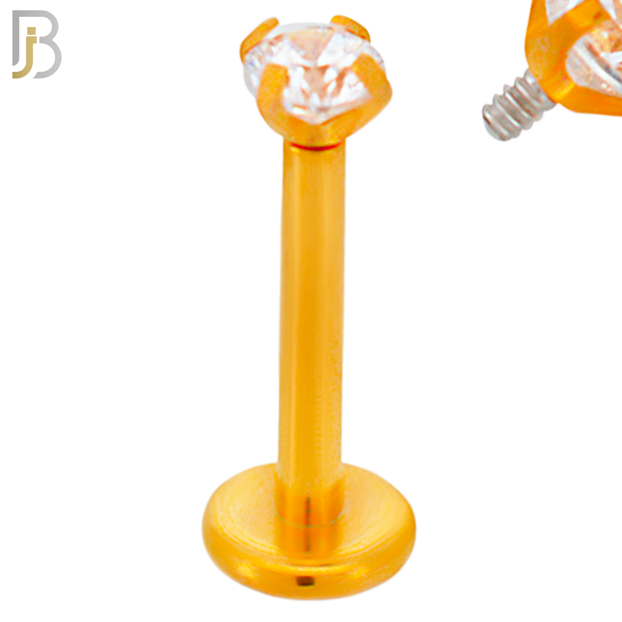 LB14RC16 - 16g 316L Surgical Steel Rose Gold Plated Bar Prong Setting  Zircon Internally Threaded Labret (PACK OF 6) image 2