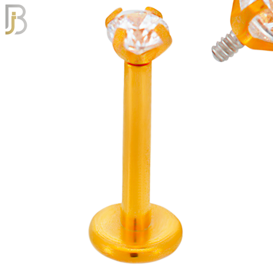 LB14RC16 - 16g 316L Surgical Steel Rose Gold Plated Bar Prong Setting  Zircon Internally Threaded Labret (PACK OF 6) image 2