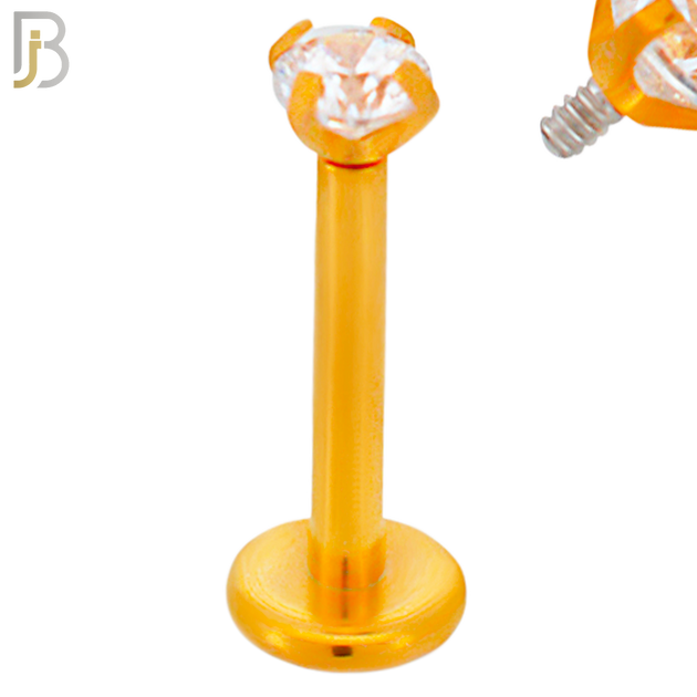 LB14RC16 - 16g 316L Surgical Steel Rose Gold Plated Bar Prong Setting  Zircon Internally Threaded Labret (PACK OF 6) image 2