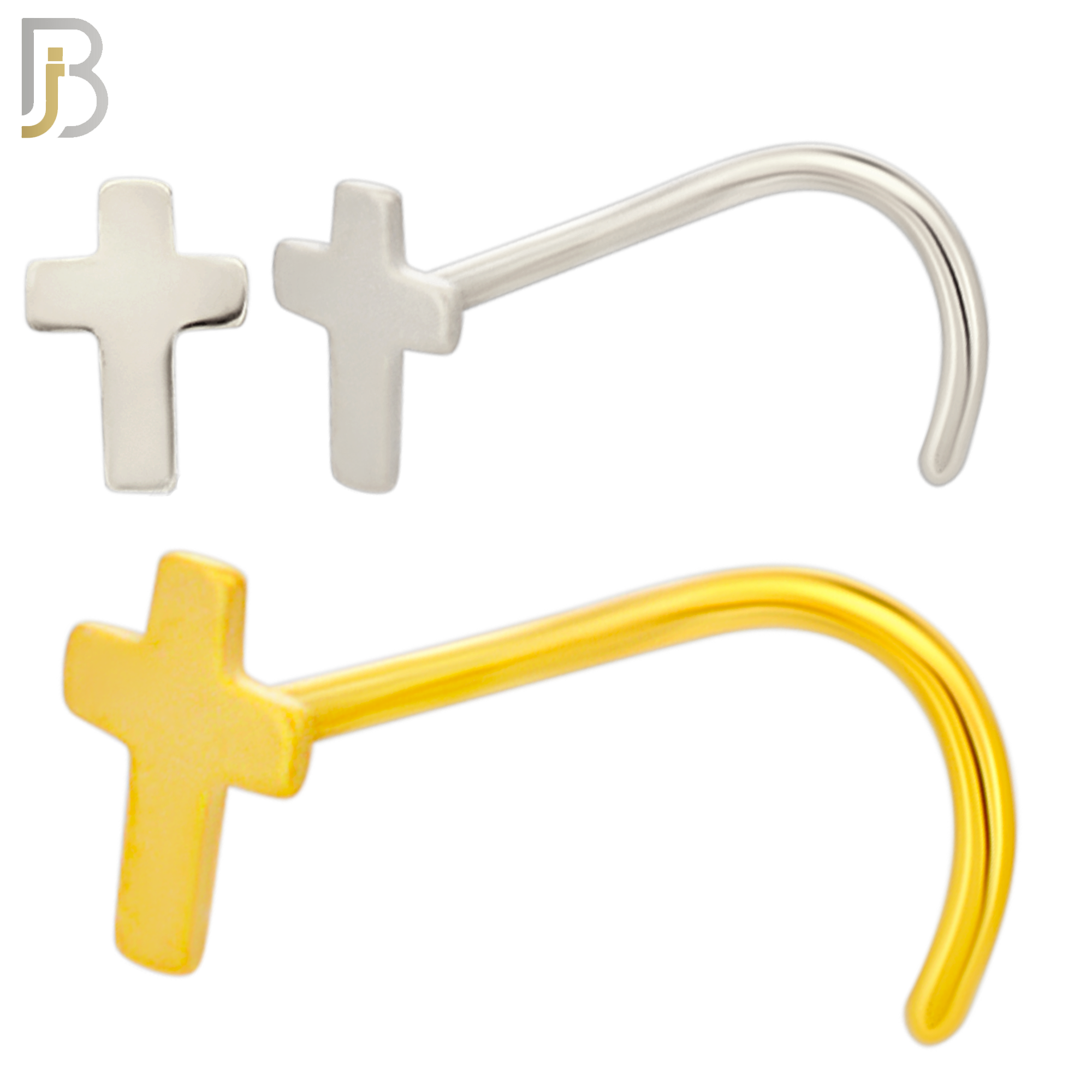 NR21C - 316L Surgical Steel Plain Cross Design Nose Screw (PACK OF 6) image 0